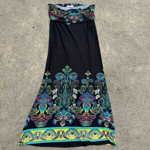 Arden B L Convertible Maxi Skirt/Dress Paisley Border Yoga Waist USA
